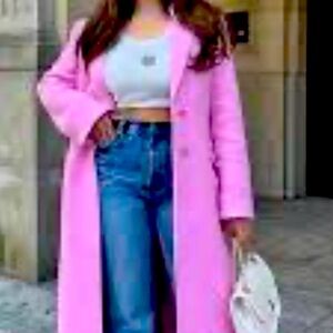 Brand new with tags Zara woman  limited edition baby pink long jacket-coat,large